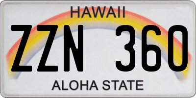 HI license plate ZZN360