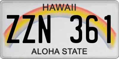 HI license plate ZZN361