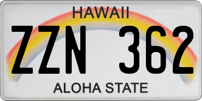 HI license plate ZZN362