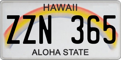HI license plate ZZN365
