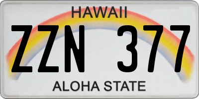 HI license plate ZZN377
