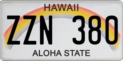 HI license plate ZZN380