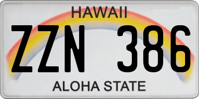 HI license plate ZZN386