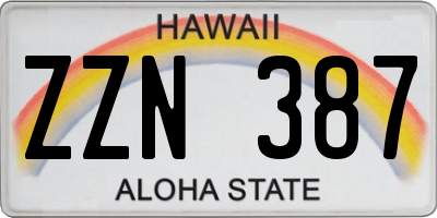 HI license plate ZZN387