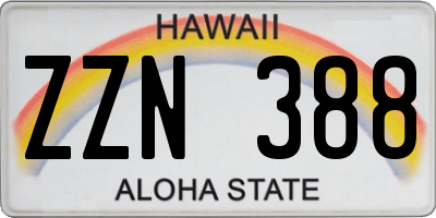 HI license plate ZZN388