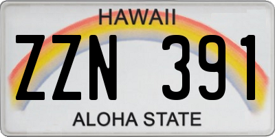 HI license plate ZZN391