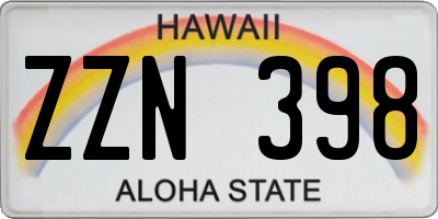 HI license plate ZZN398