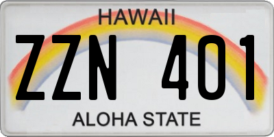 HI license plate ZZN401