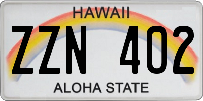 HI license plate ZZN402