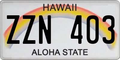 HI license plate ZZN403