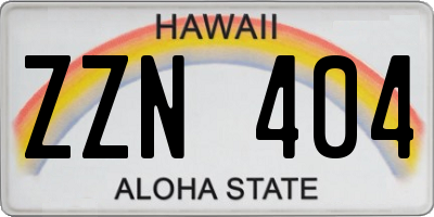 HI license plate ZZN404