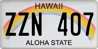 HI license plate ZZN407