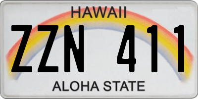 HI license plate ZZN411