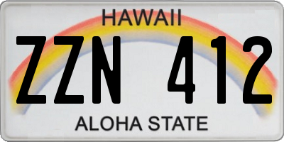 HI license plate ZZN412