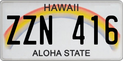 HI license plate ZZN416