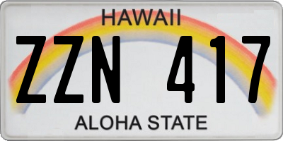 HI license plate ZZN417