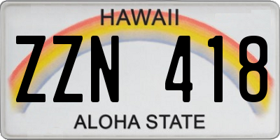 HI license plate ZZN418