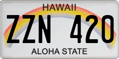 HI license plate ZZN420