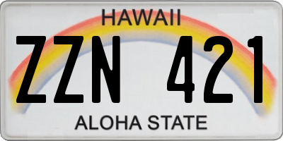 HI license plate ZZN421