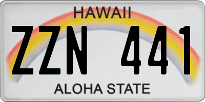 HI license plate ZZN441