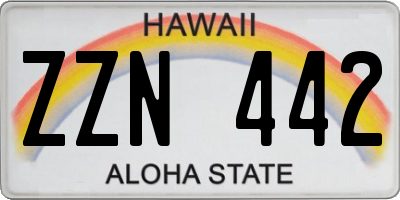 HI license plate ZZN442