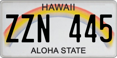 HI license plate ZZN445