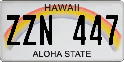 HI license plate ZZN447