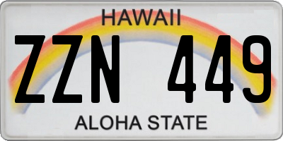 HI license plate ZZN449