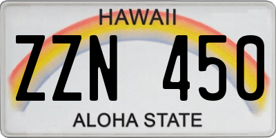 HI license plate ZZN450