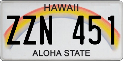 HI license plate ZZN451