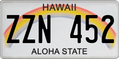 HI license plate ZZN452