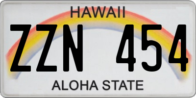 HI license plate ZZN454