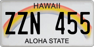 HI license plate ZZN455