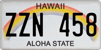 HI license plate ZZN458