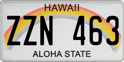 HI license plate ZZN463