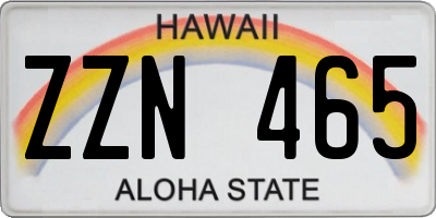 HI license plate ZZN465