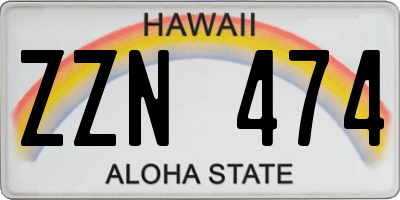 HI license plate ZZN474