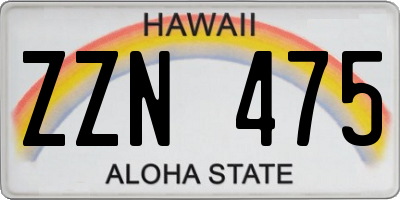 HI license plate ZZN475