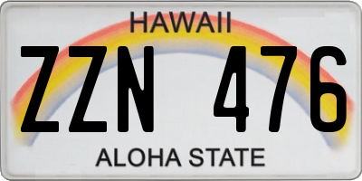 HI license plate ZZN476