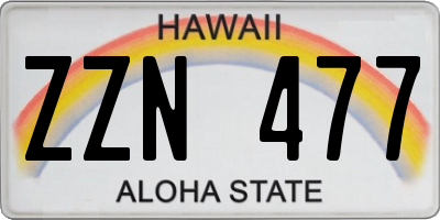 HI license plate ZZN477