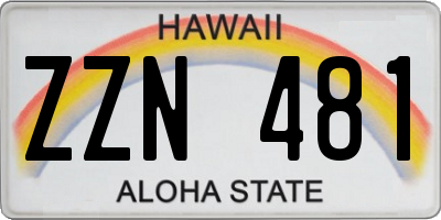 HI license plate ZZN481