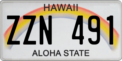 HI license plate ZZN491