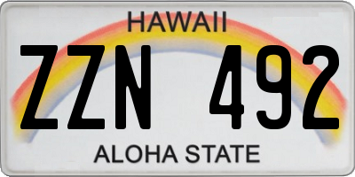 HI license plate ZZN492