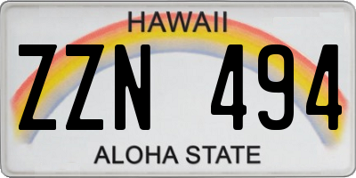 HI license plate ZZN494