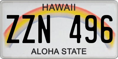 HI license plate ZZN496