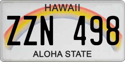 HI license plate ZZN498