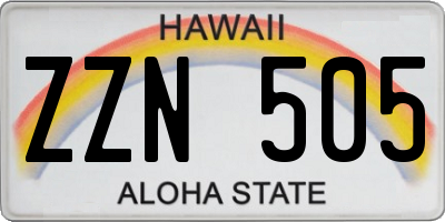 HI license plate ZZN505