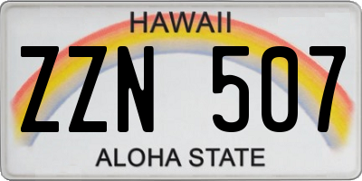 HI license plate ZZN507