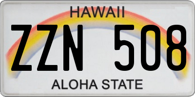 HI license plate ZZN508