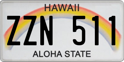 HI license plate ZZN511